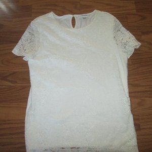 4/$40  Calvin Klein White Lacy Lined Top Size S